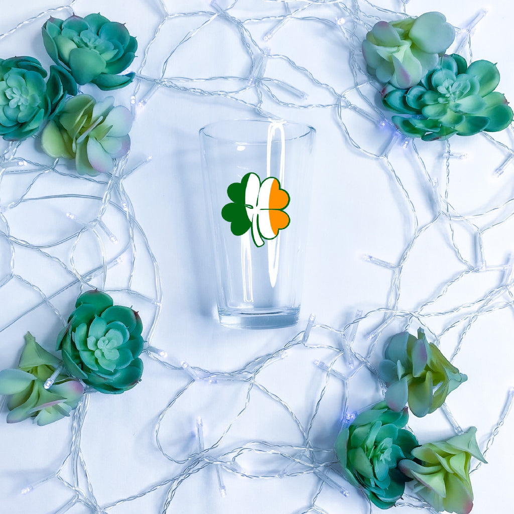 Custom Shamrock Pint Glass | Custom Shamrock | Custom Clover | St. Patrick's Day Glass