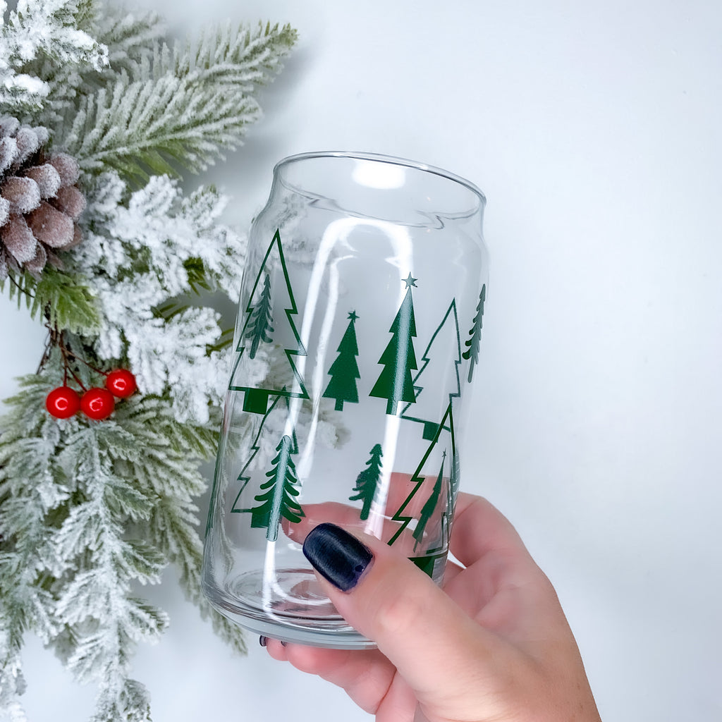 Christmas Tree Wrapped Can Glass