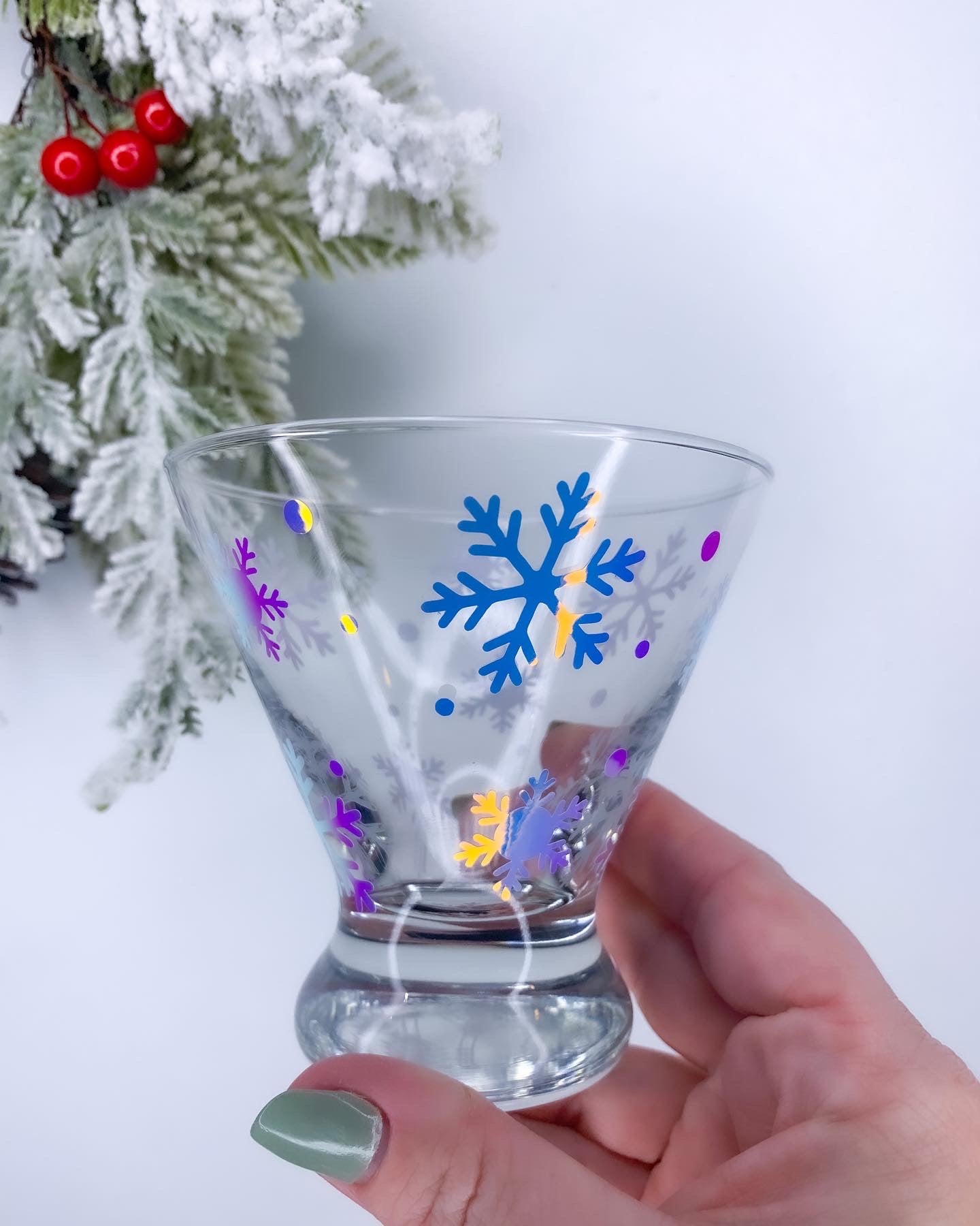 Snowflakes wrapped Martini Glass