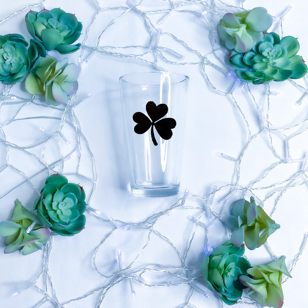 Custom Shamrock Pint Glass | Custom Shamrock | Custom Clover | St. Patrick's Day Glass