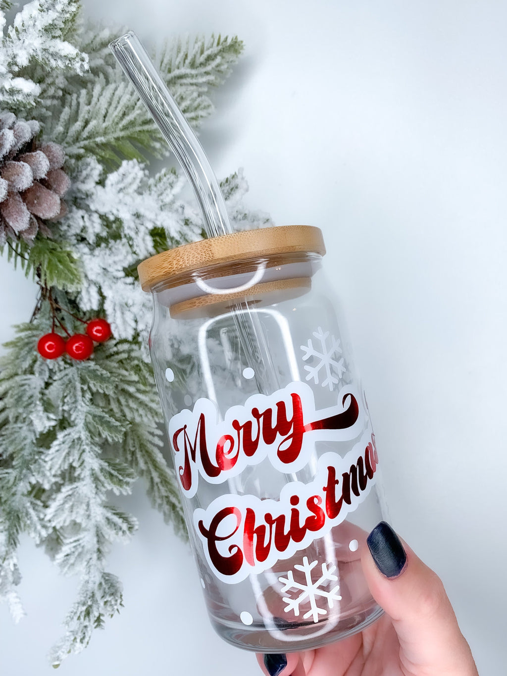 Merry Christmas Can Glass