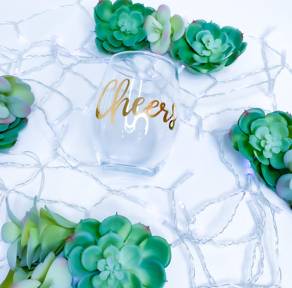 Cheers Stemless Wine Glass