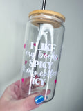Spicy book lovers ice coffee glass