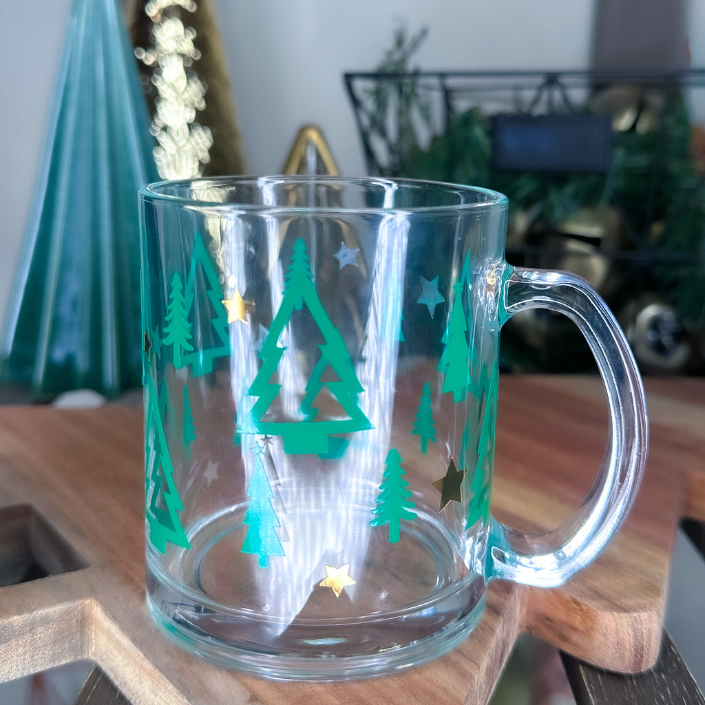 Christmas Tree Wrapped Clear Coffee Mug