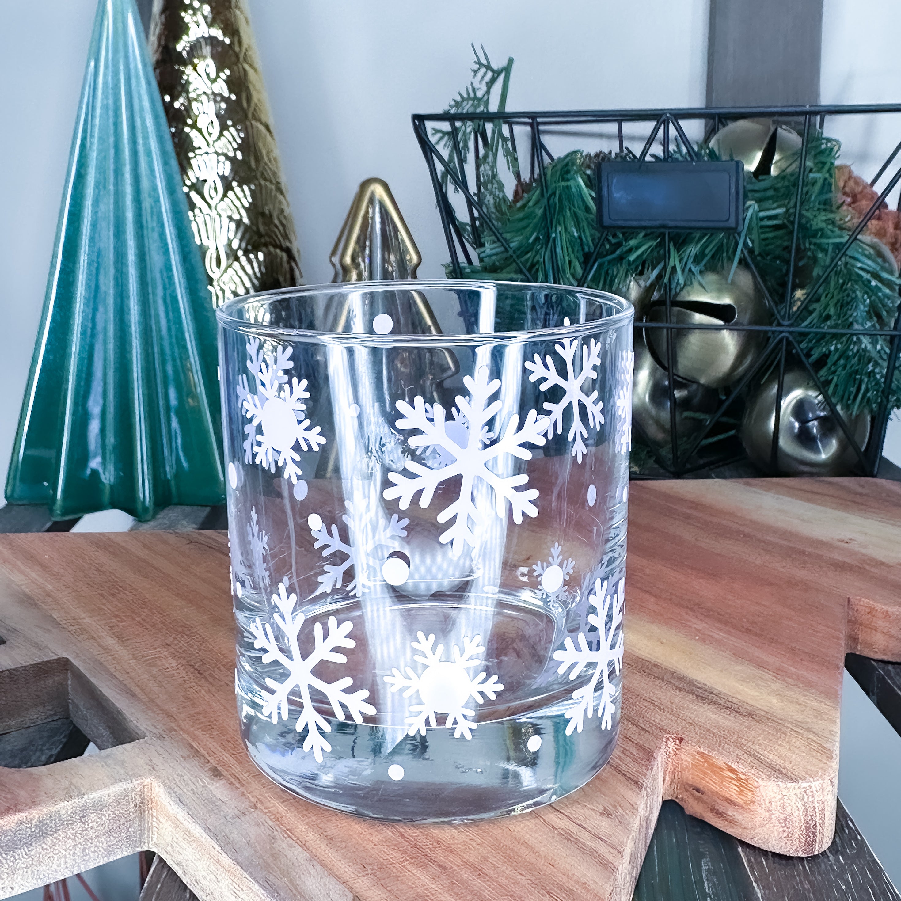 Snowflakes Rocks Glass