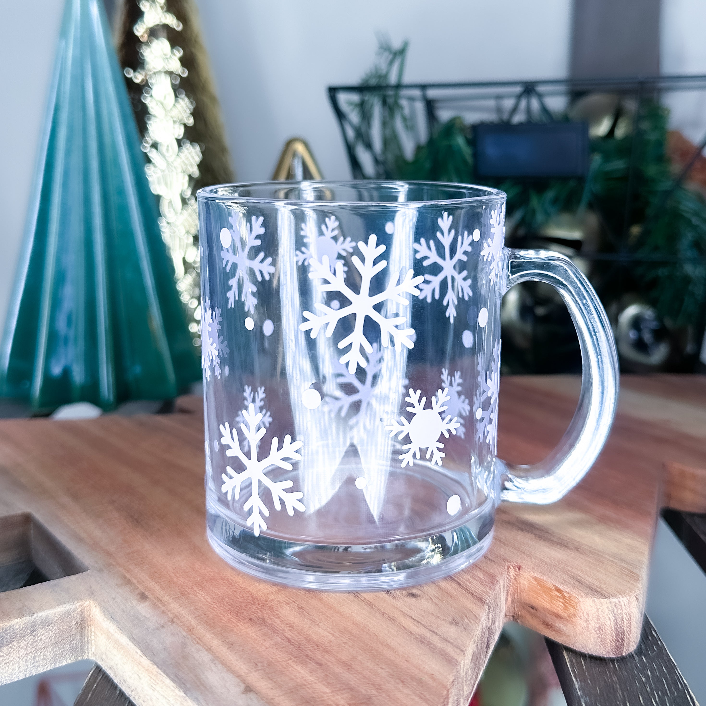 Snowflakes Clear Coffee Mug