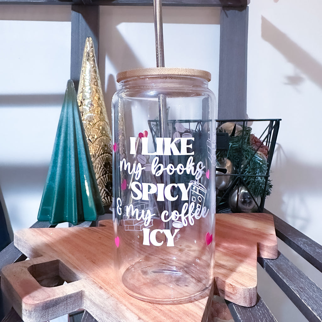 Spicy book lovers ice coffee glass