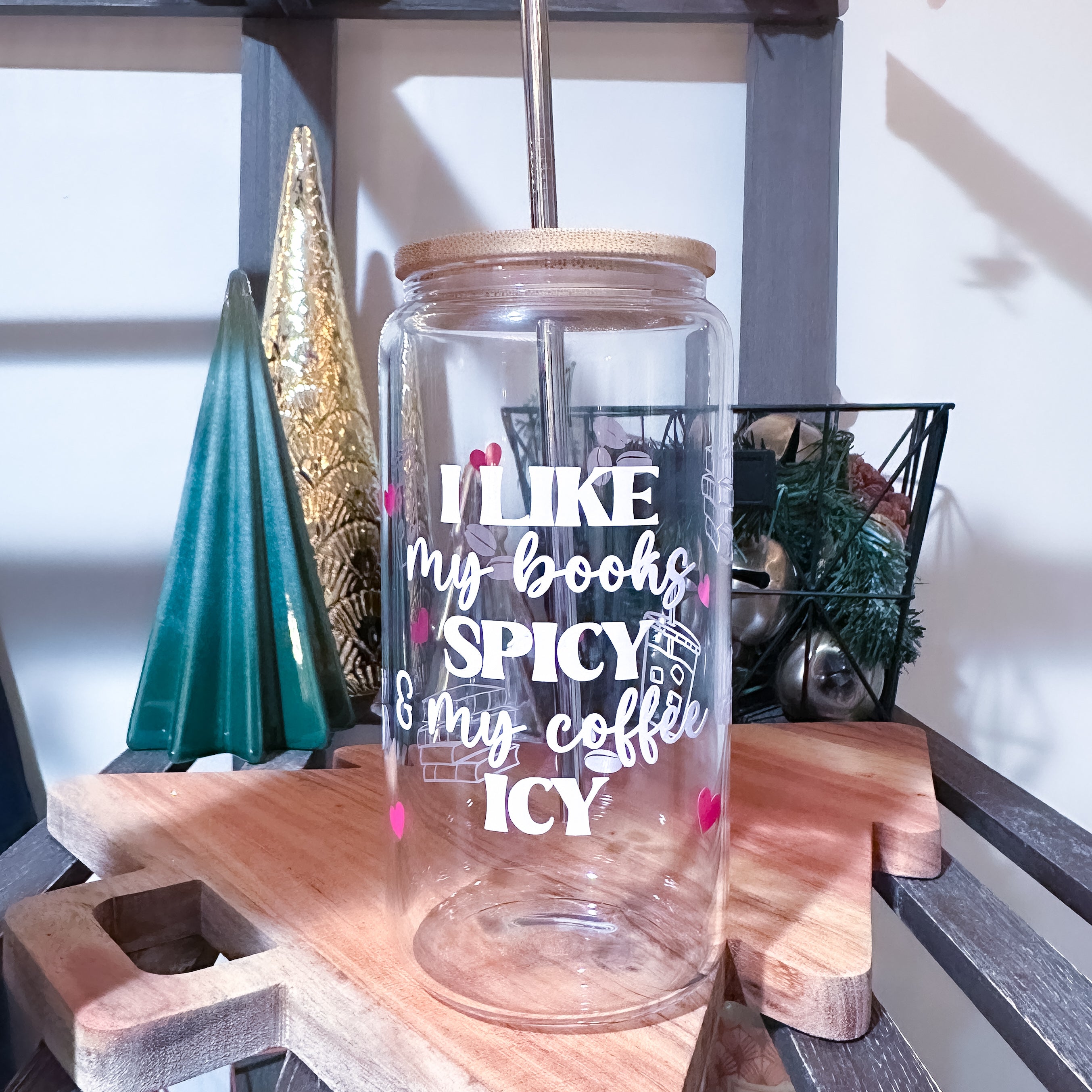 Spicy book lovers ice coffee glass