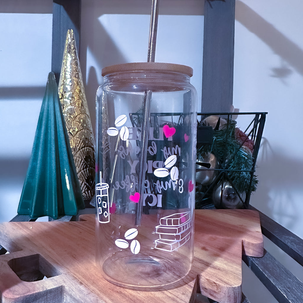 Spicy book lovers ice coffee glass