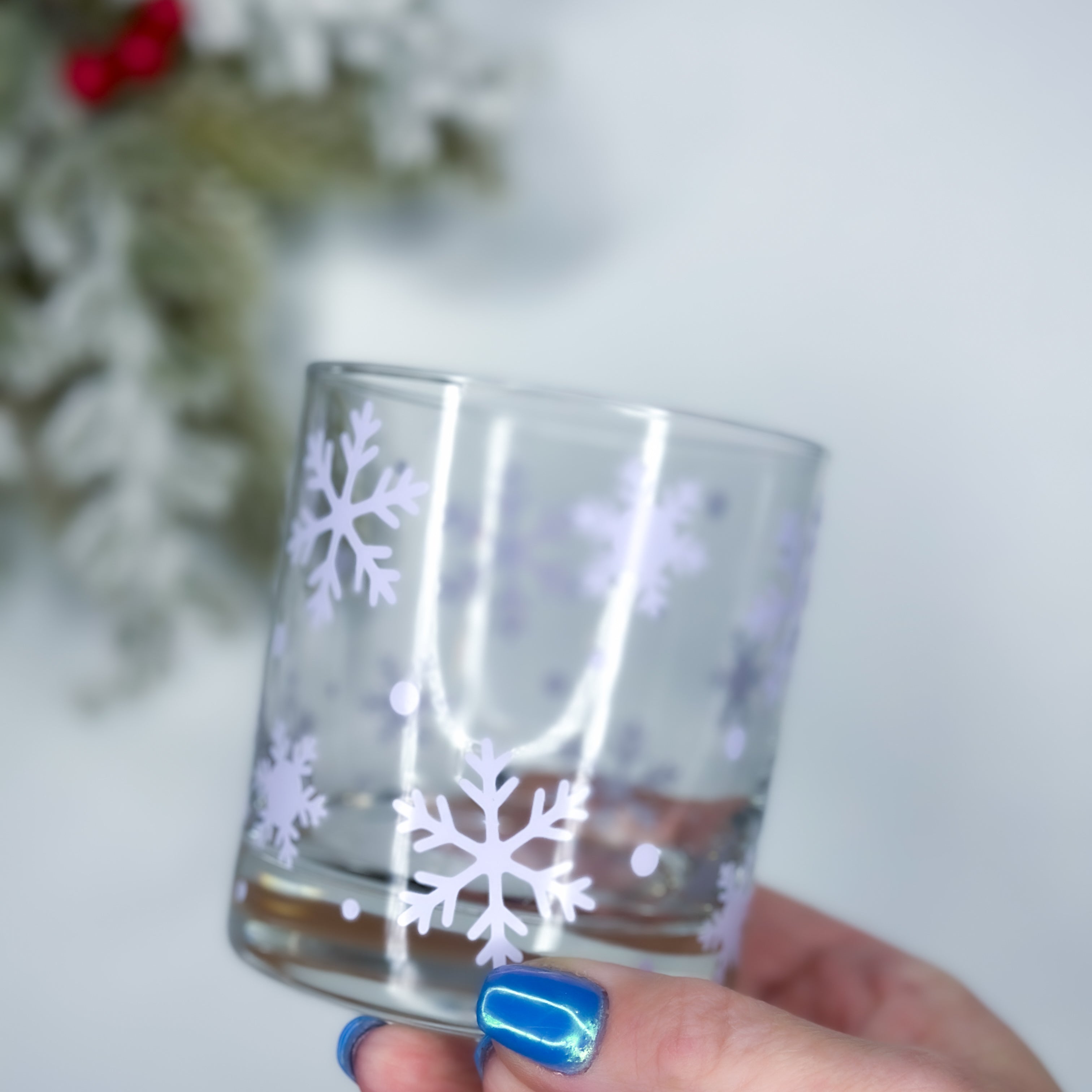 Snowflakes Rocks Glass