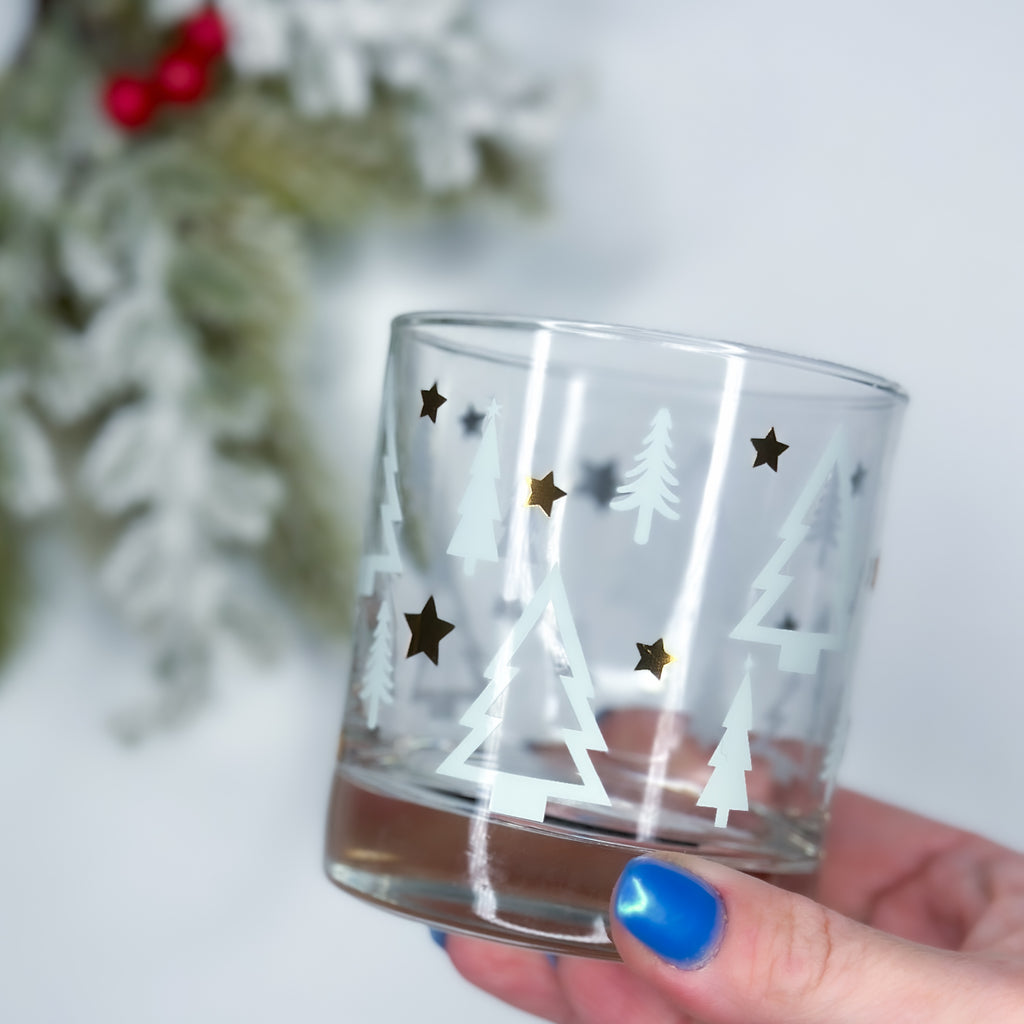 Christmas Tree Rocks Glass