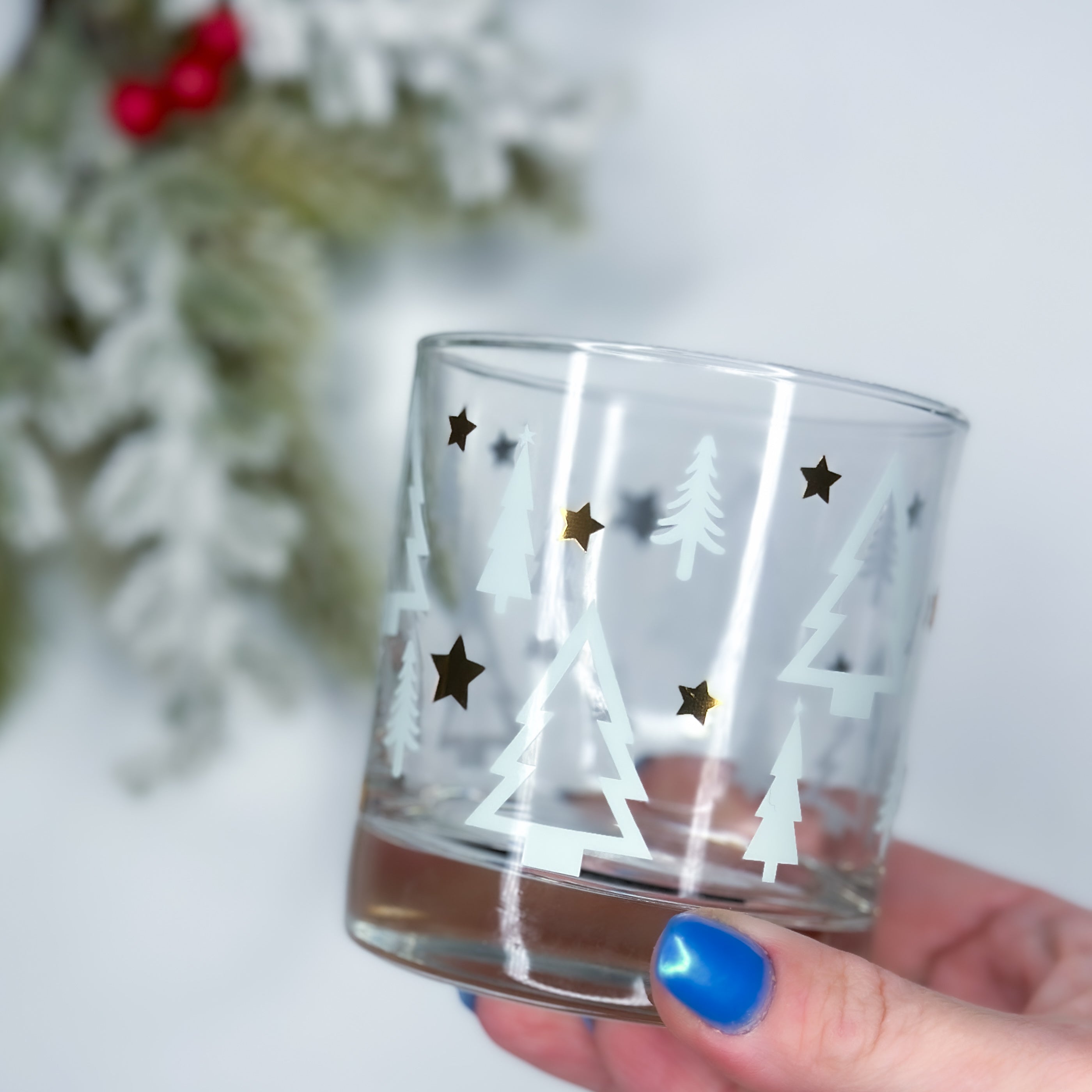 Christmas Tree Rocks Glass