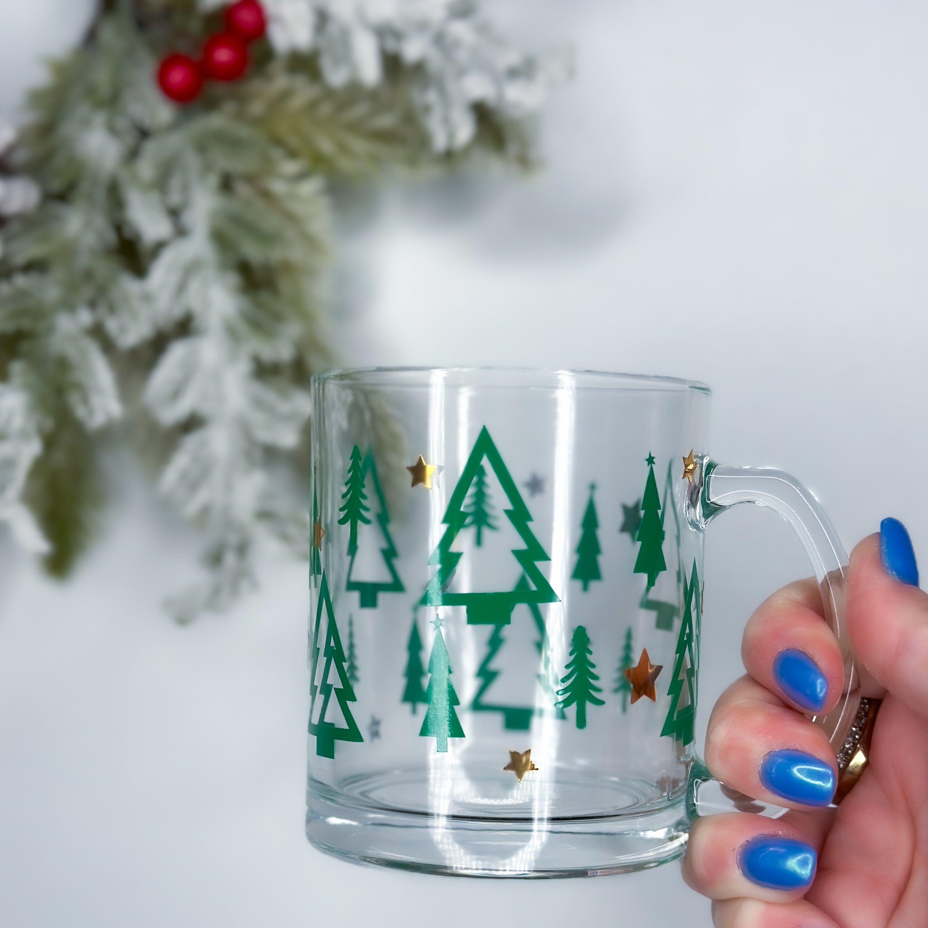 Christmas Tree Wrapped Clear Coffee Mug