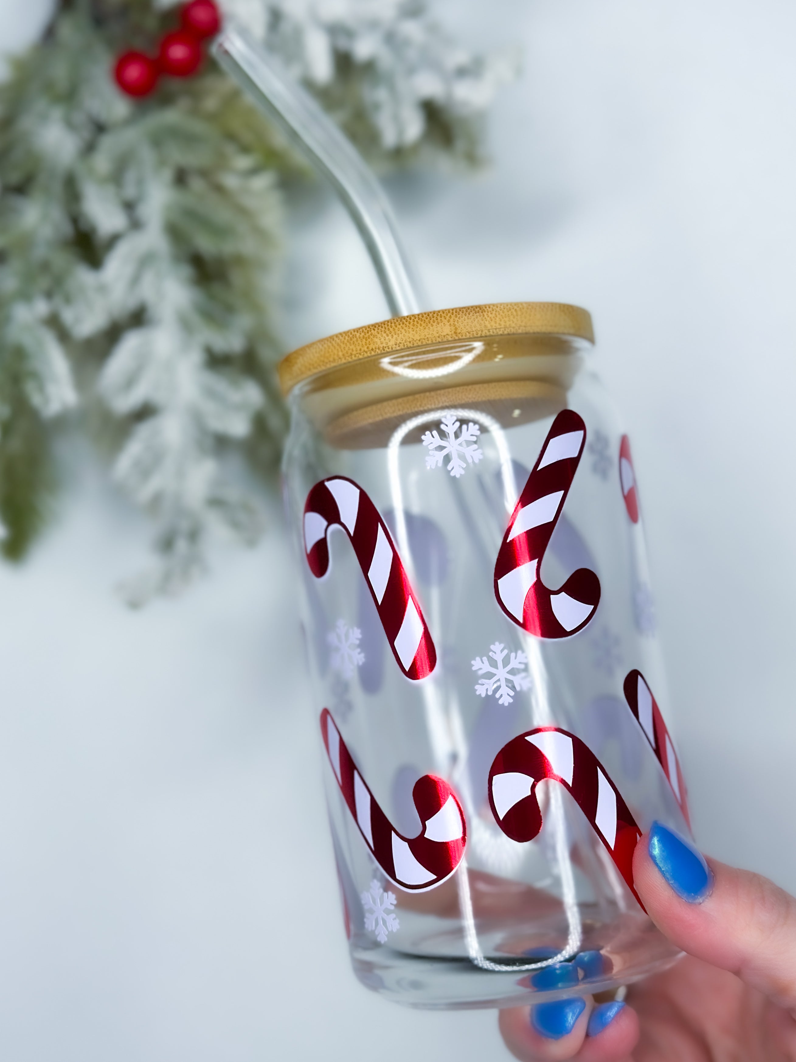 Candy Cane Can Glass