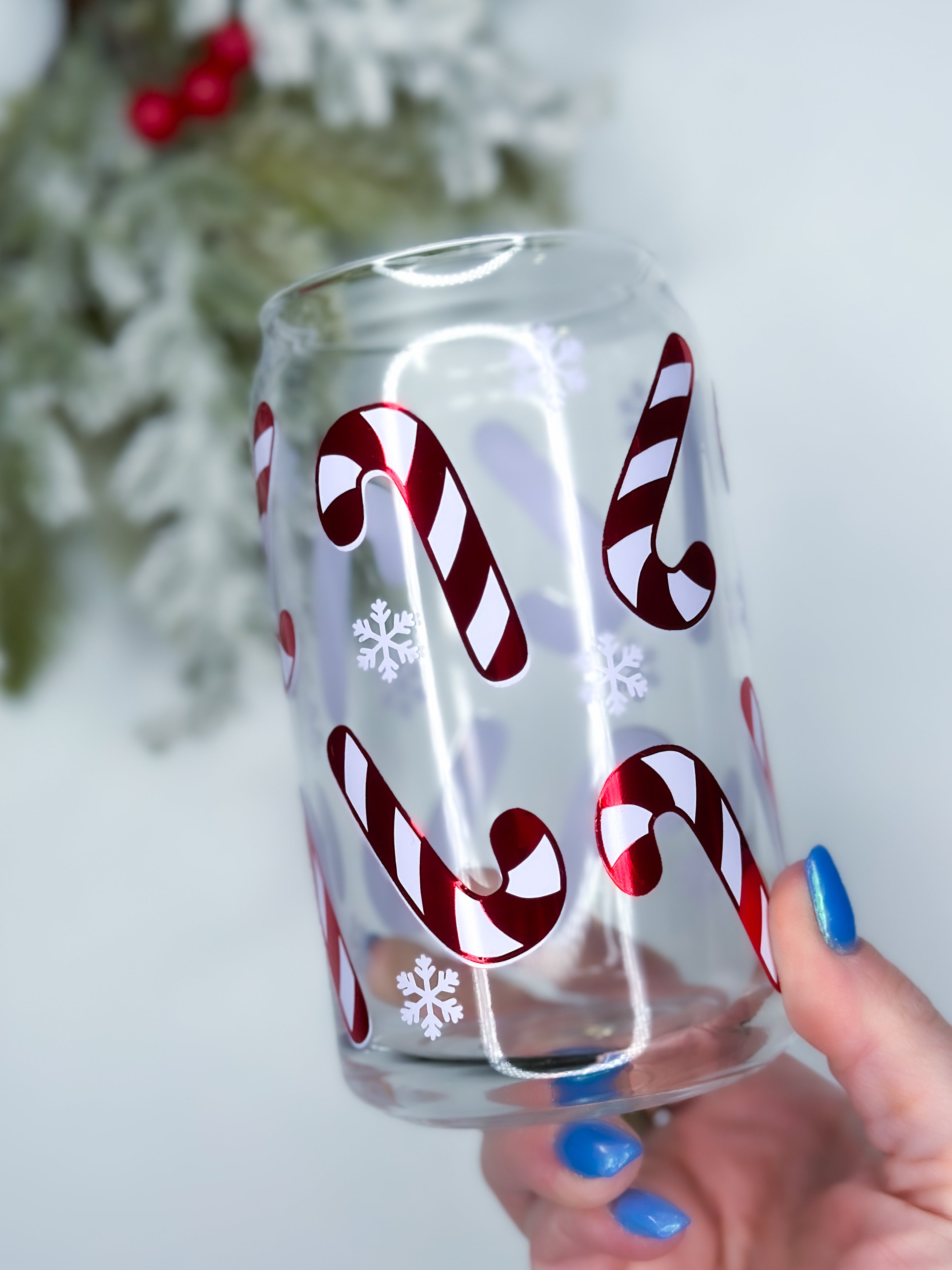 Candy Cane Can Glass