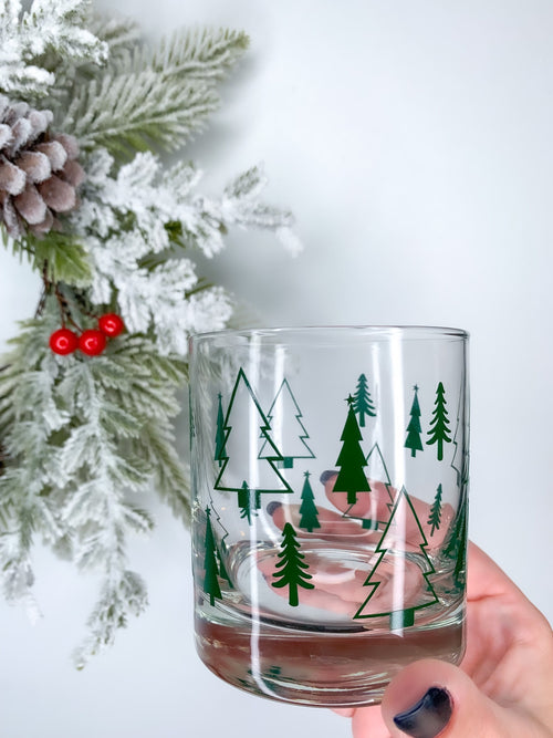 Christmas Tree Rocks Glass