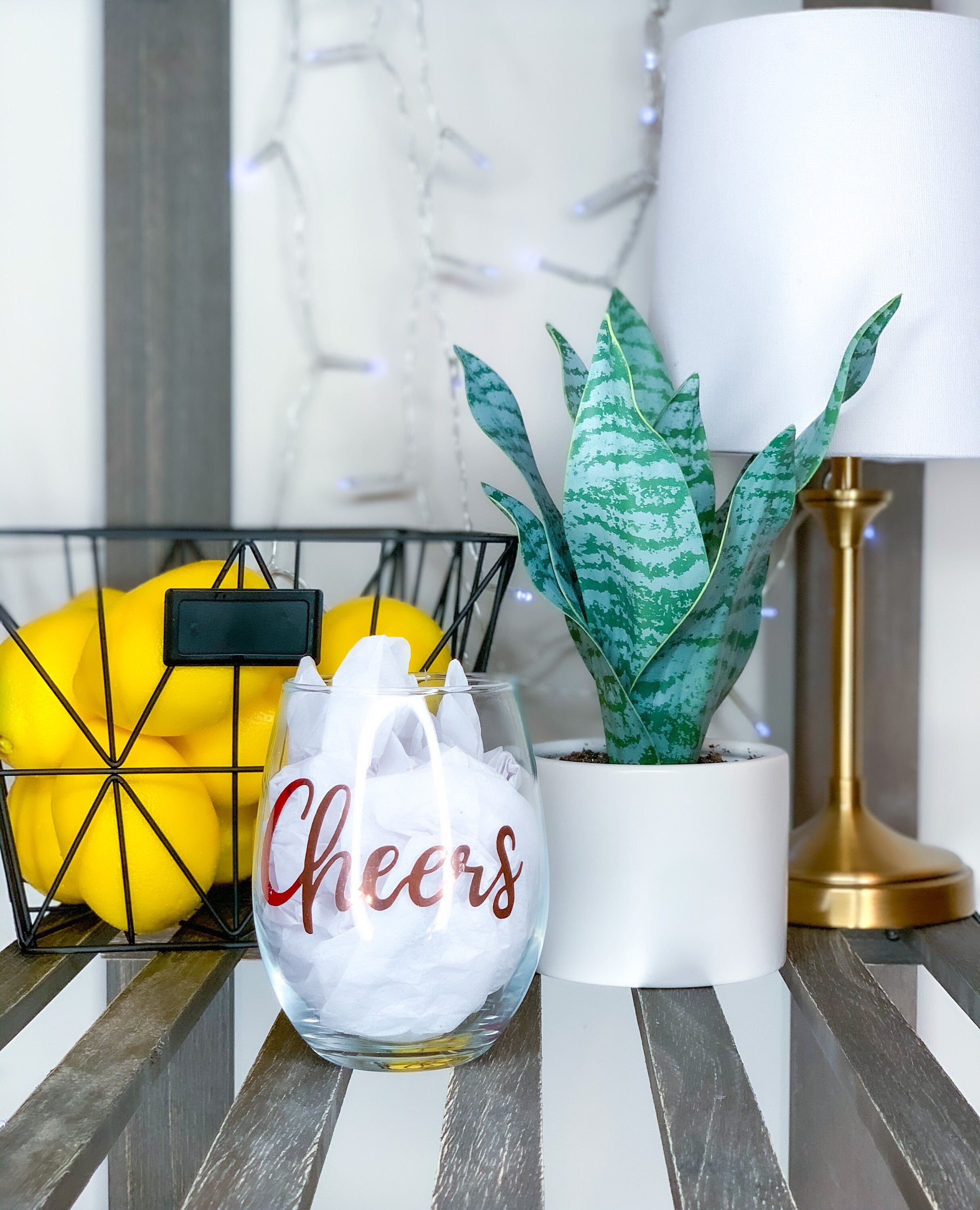 Cheers Stemless Wine Glass