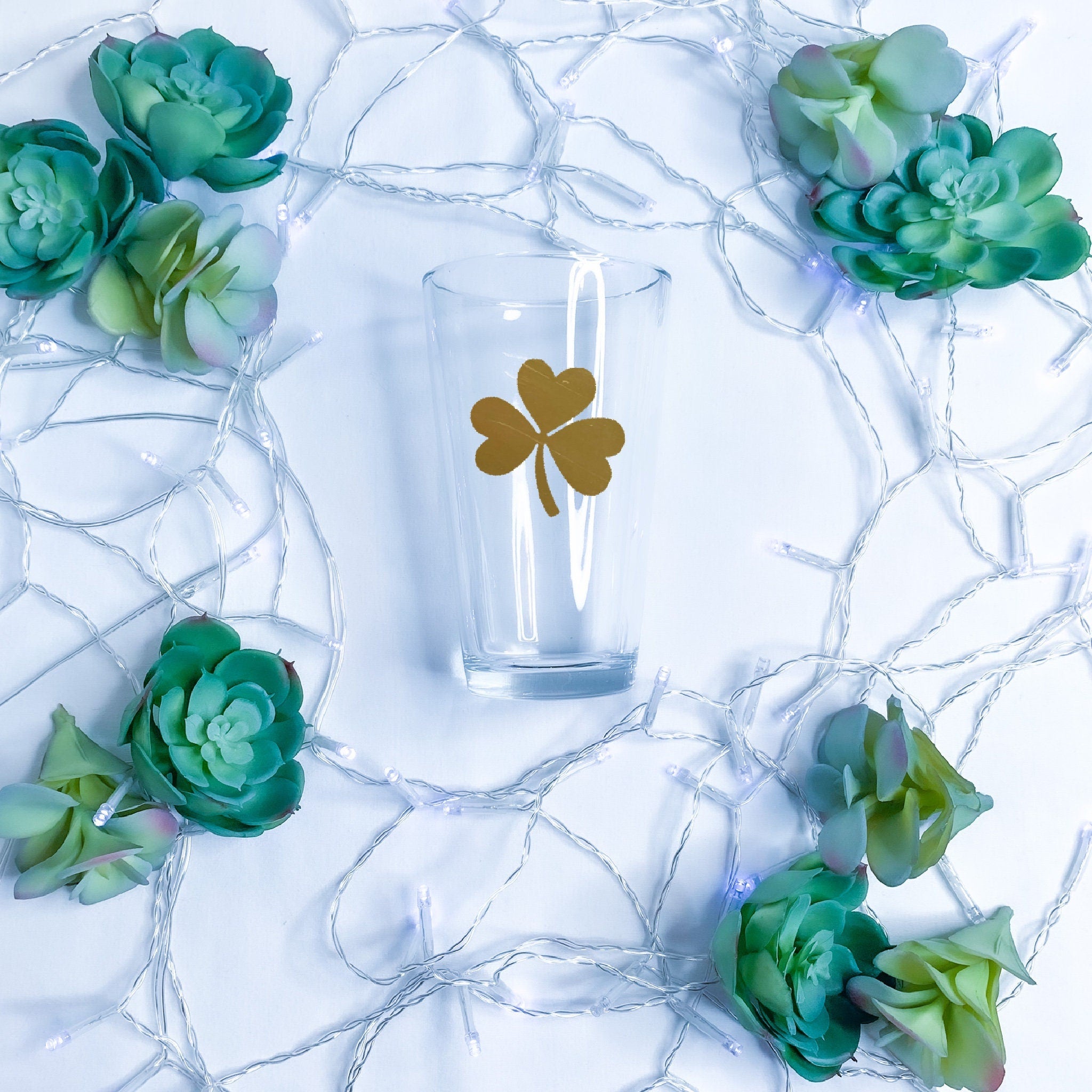 Custom Shamrock Pint Glass | Custom Shamrock | Custom Clover | St. Patrick's Day Glass